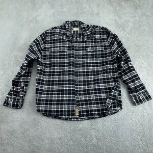 Jachs Mens Black & White Plaid Flannel Shirt 2XL 100% Cotton Long Sleeve 1179